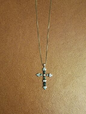 Sterling Silver London Blue & Swiss Topaz Cross Pendant Necklace